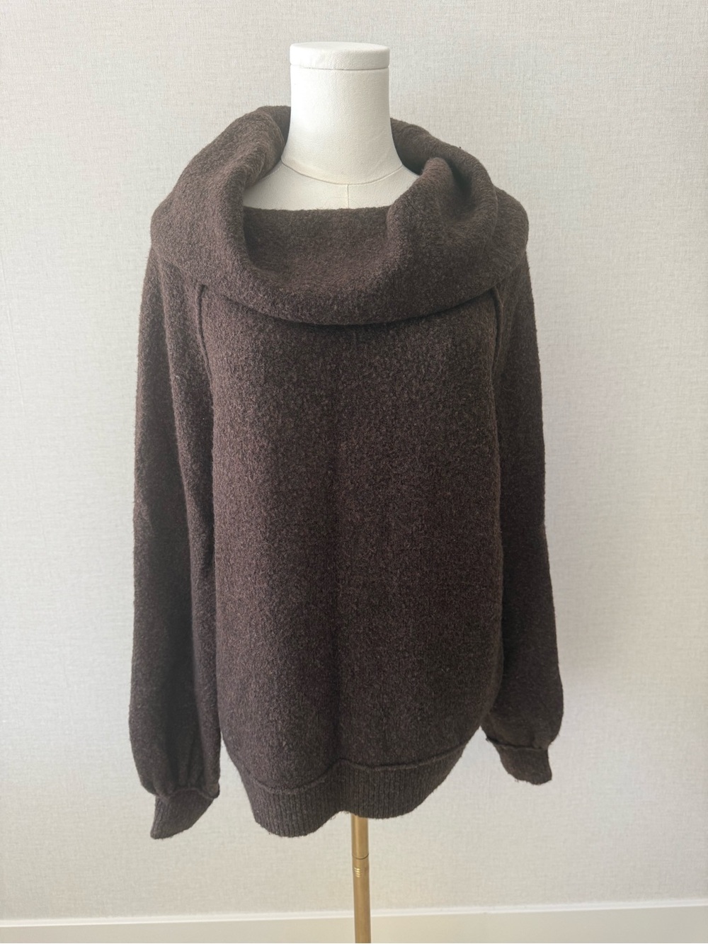 Free People Chocolate Brown Cowl Neck Sweater